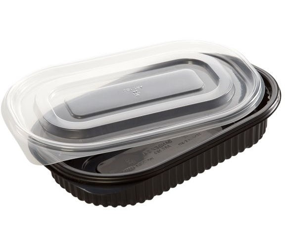 Plato Negro sin división con tapa x150 und
