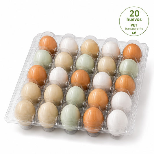 Bandeja PET Reutilizable para 20 Huevos x200 und