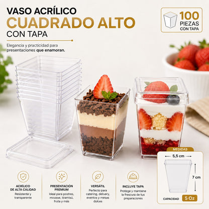 Vaso Acrilico Con Tapa 5 Oz/ 150ml x100 und