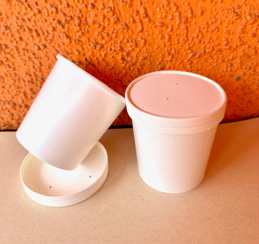 Pote Blanco Con Tapa | 16 Oz
