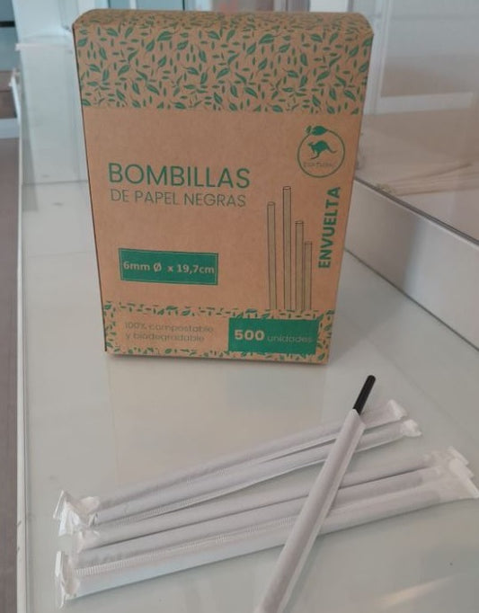 Bombilla Ecológica 6mm Negra x500 und
