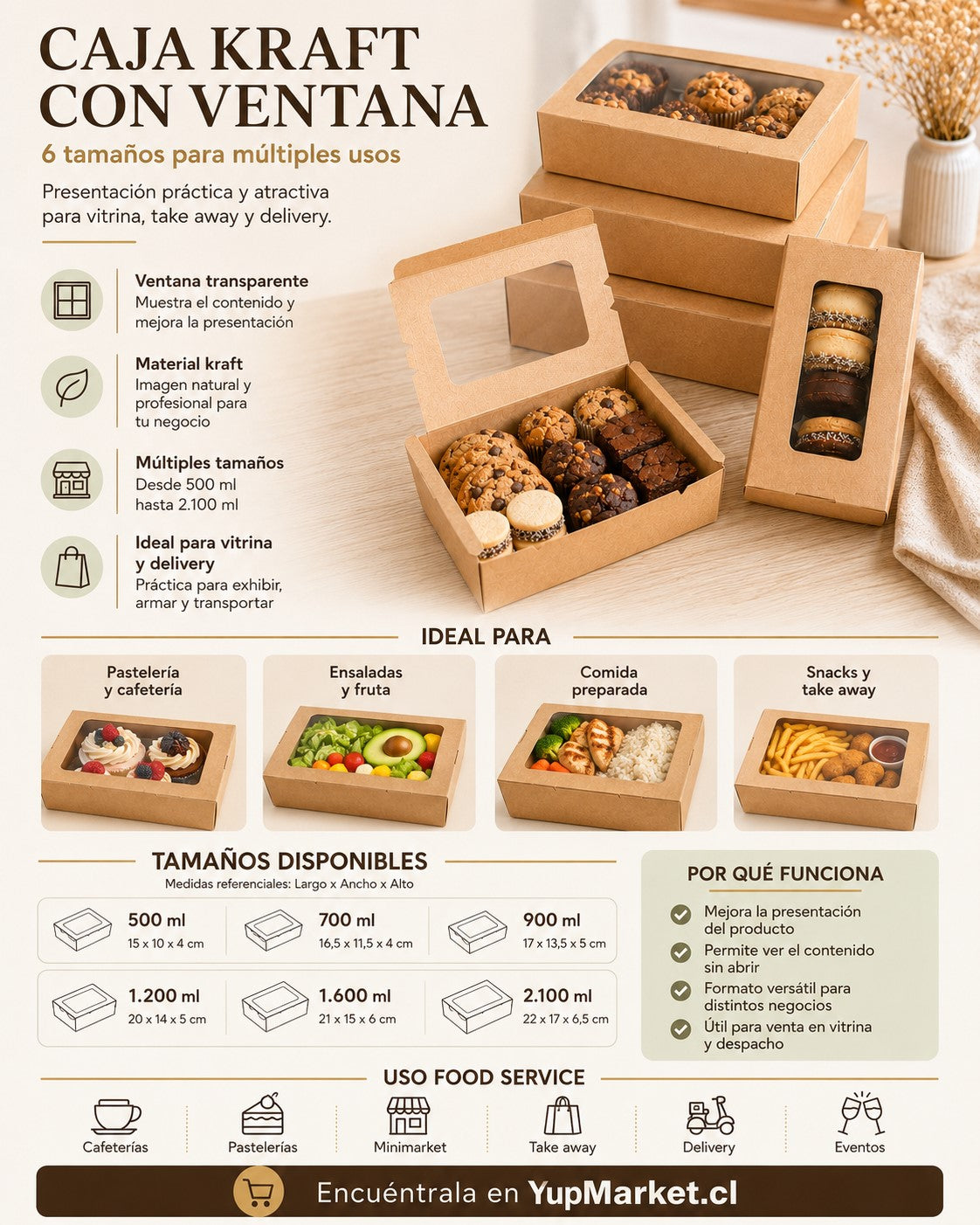 Kraft con Ventana 1.200ml x400 und