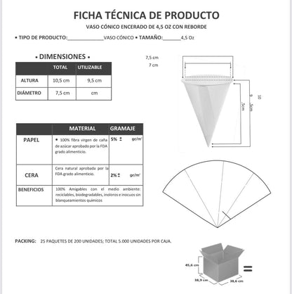 Vaso Cónico 4,25 Oz | Water Cups