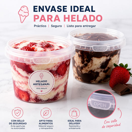Pote para Helado con Sello 12 Oz x60 und