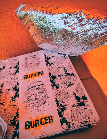 Metalizado 33x37 Antigrasa Diseño Burger x1.000 und