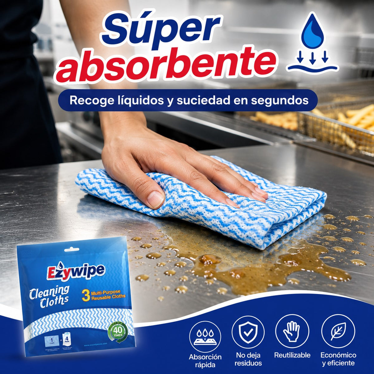 Paños Multiuso Extra Absorbentes 30×40cm Pack 3 und