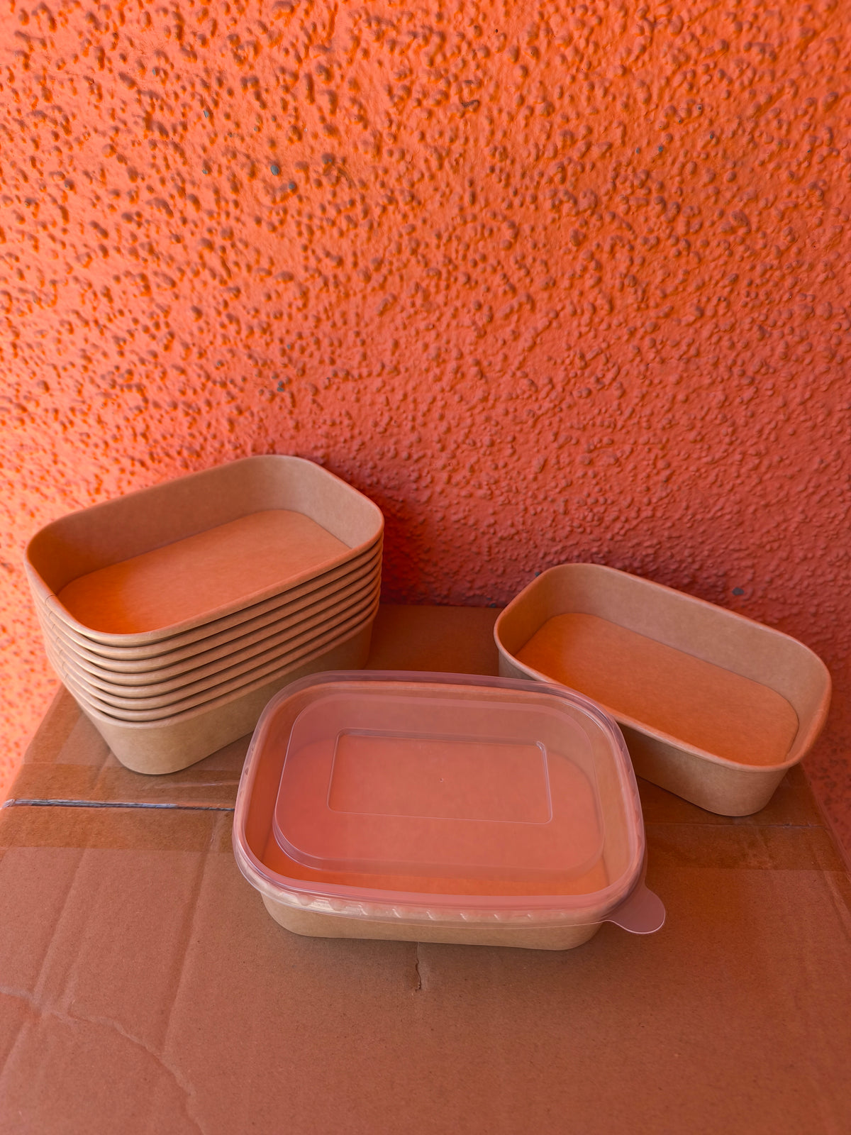 Kraft Rectangular 16 OZ Con Tapa Pet x300 und
