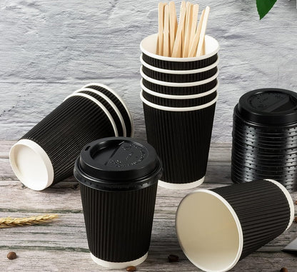 Vaso Ripple Negro 8 Oz + Tapa