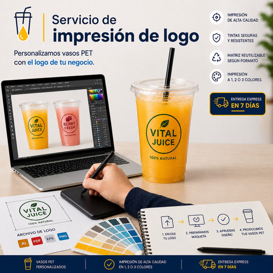 Impresión de Logo en vasos PET x1.000 und