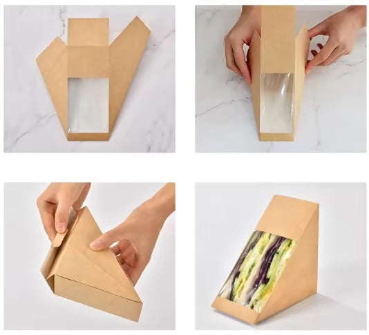 Estuche Triangular Kraft Ventana Talla M