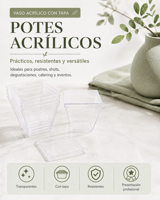 Vaso Acrilico Con Tapa Talla S x100 und