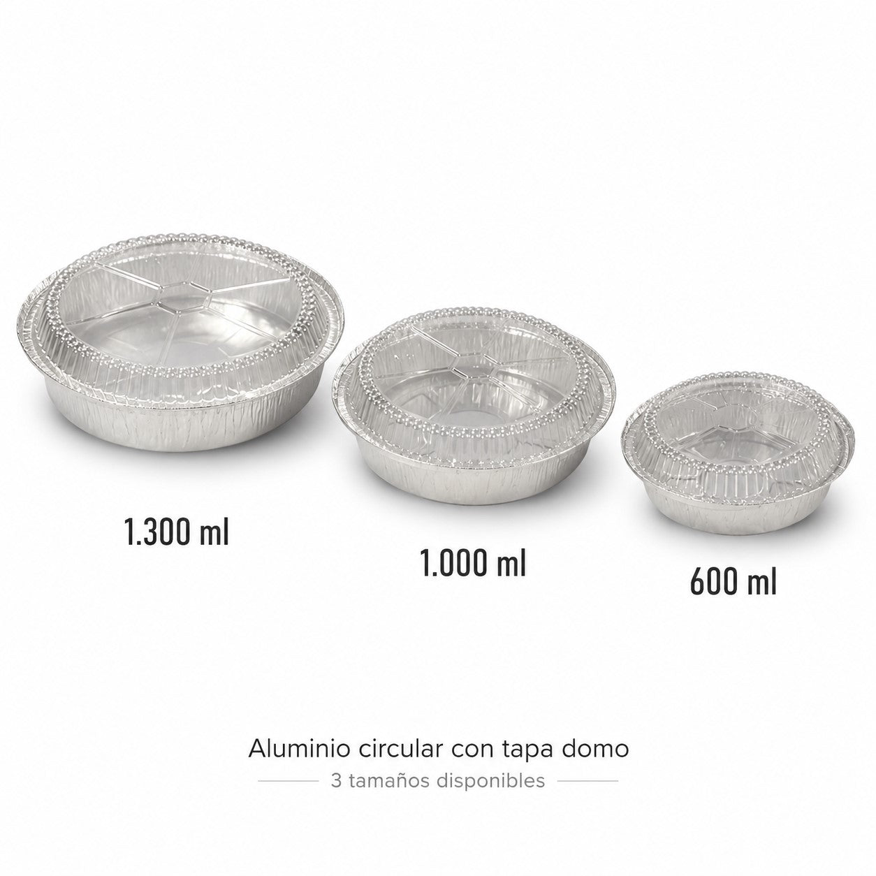 Aluminio Circular con Tapa Domo 600ml x125 und