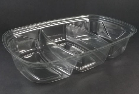 Envase transparente ovalado 3 div. con tapa