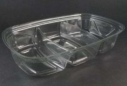 Envase transparente ovalado 3 div. con tapa