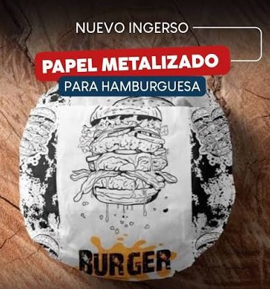 Metalizado 33x37 Antigrasa Diseño Burger x1.000 und
