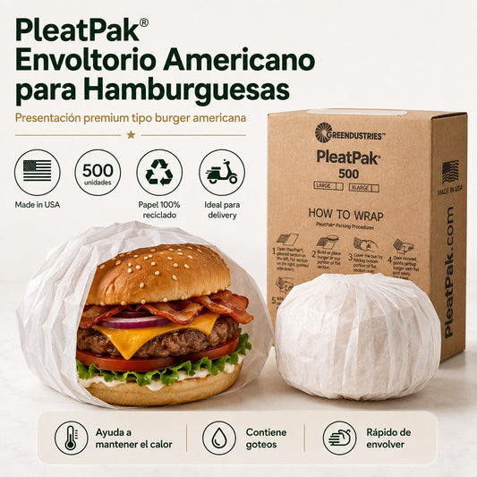 PleatPak® Envoltorio Americano para Hamburguesas x500 und – Talla L