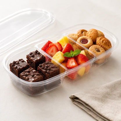 Envase Snack 3 div. con tapa x100 und