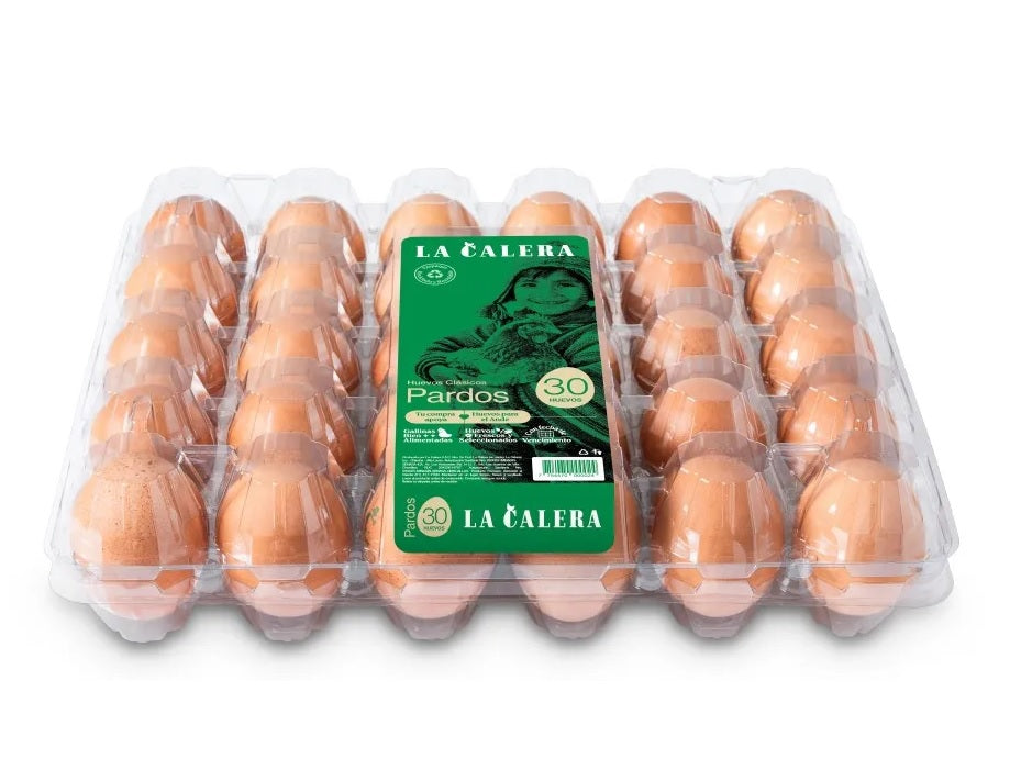 Bandeja PET 30 huevos: Base + tapa transparente x100 und