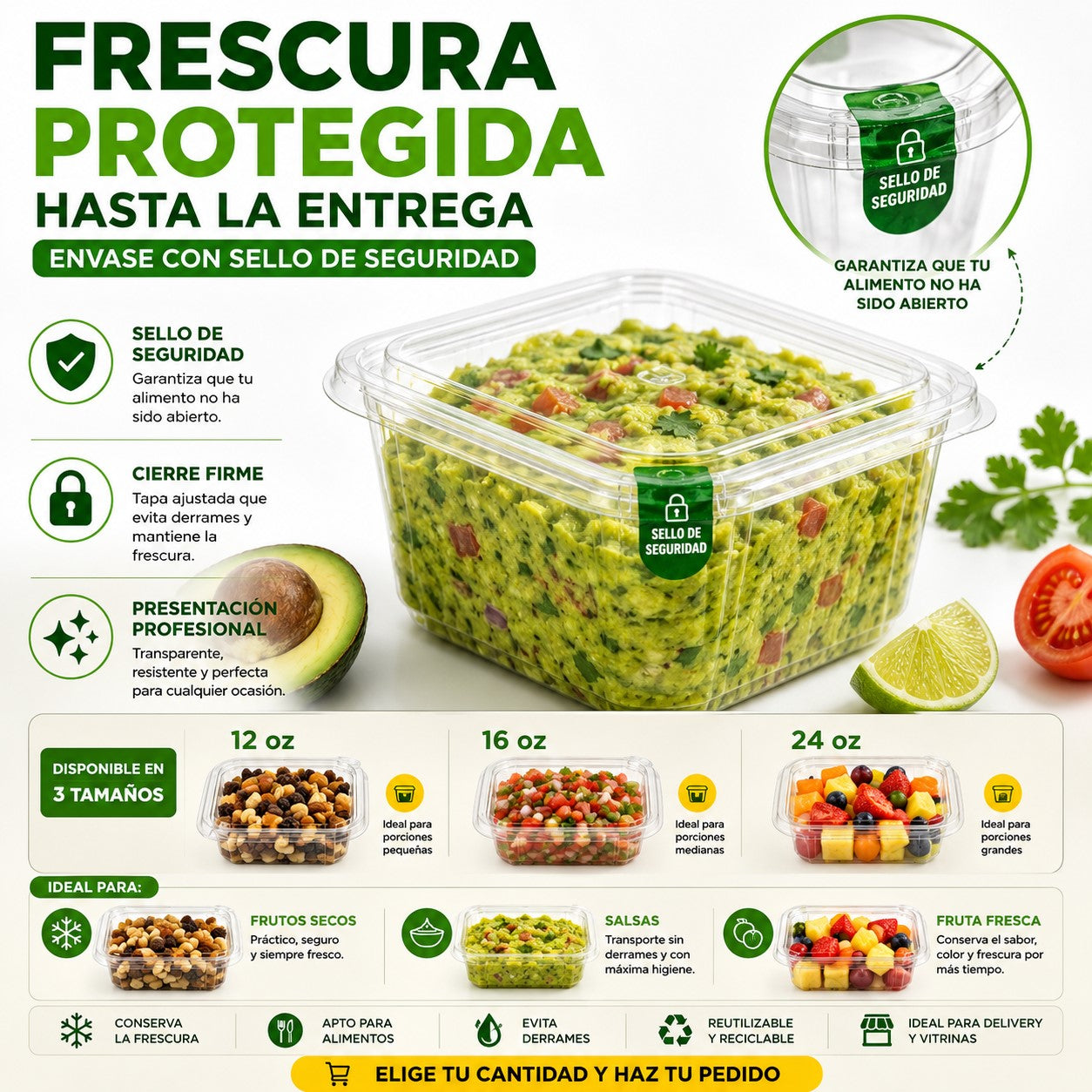 Envase Pet Con Sello 16 Oz /480 ml x50 und