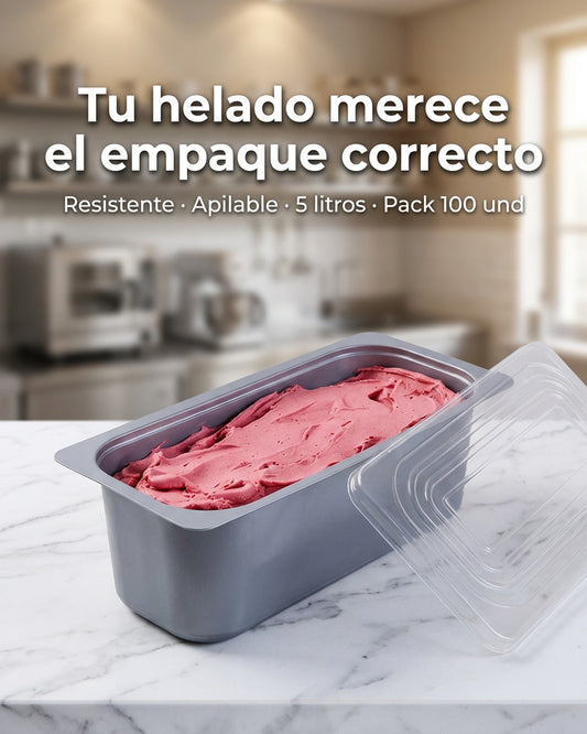 Cubeta - Bacha Gris Con Tapa 5 Litros x100 und