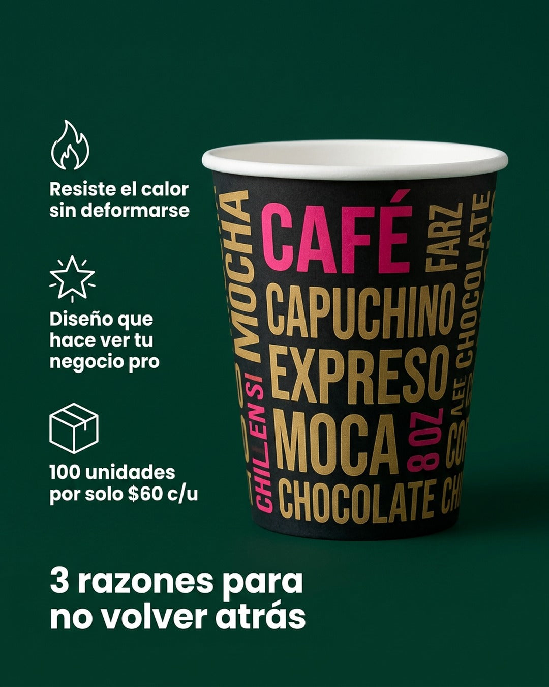Vaso Polipapel Diseño 8 Oz x100 und