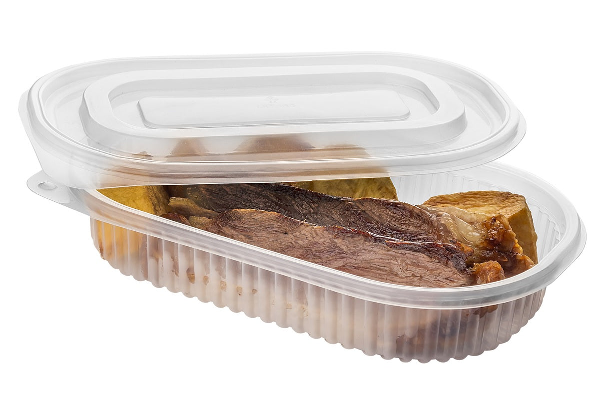 Bandeja / Plato Ovalado Transparente sin división con tapa