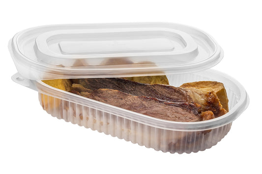 Bandeja / Plato Ovalado Transparente sin división con tapa