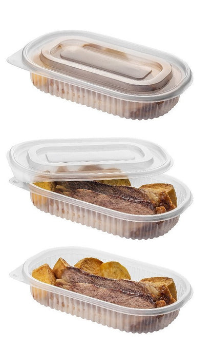 Bandeja / Plato Ovalado Transparente sin división con tapa