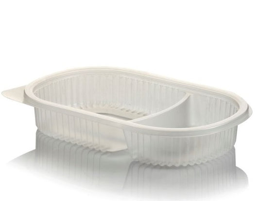 Bandeja / Plato Ovalado Transparente con división con tapa