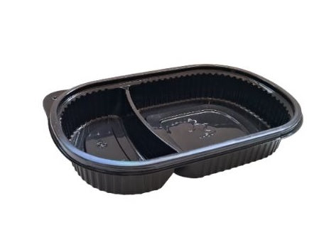 Plato Negro con división con tapa x150 und