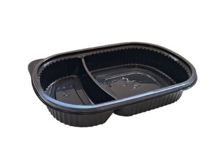 Plato Negro con división con tapa x150 und