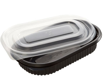 Plato Negro sin división con tapa x150 und