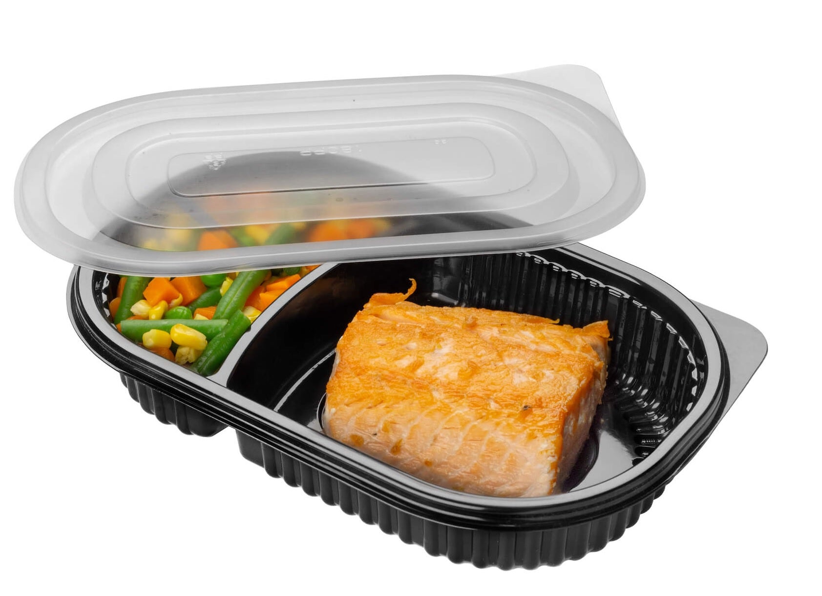 Bandeja / Plato Ovalado Negro con división con tapa