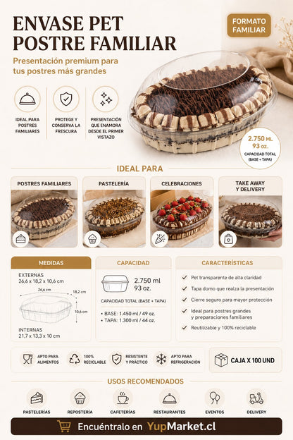 Postre Familiar Tapa Domo x100 und