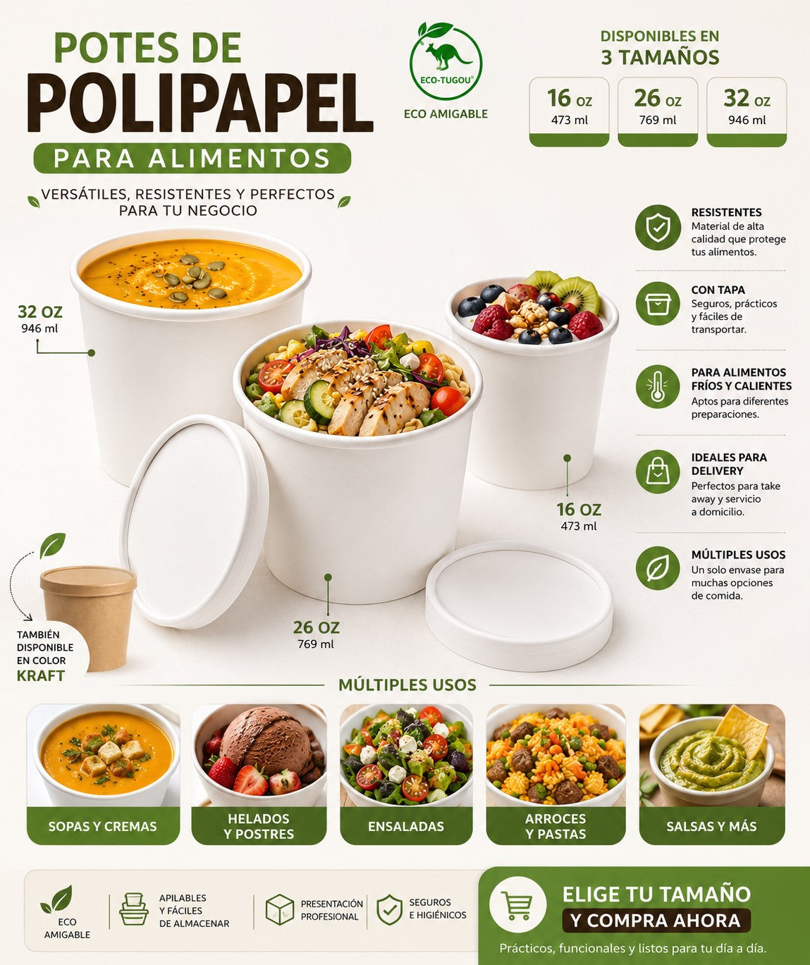 Pote Polipapel Blanco Con Tapa 16 Oz x250 und