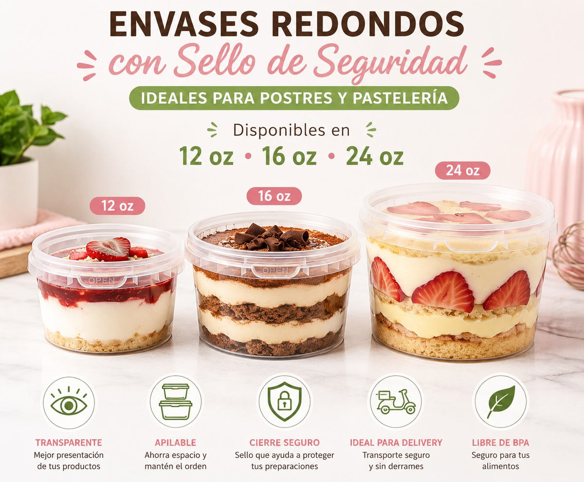 Pote redondo con sello 16 Oz /480ml x60 und