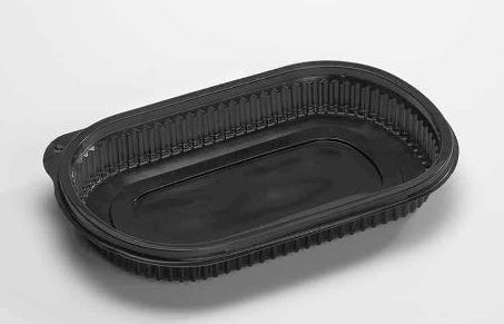 Plato Negro sin división con tapa x150 und